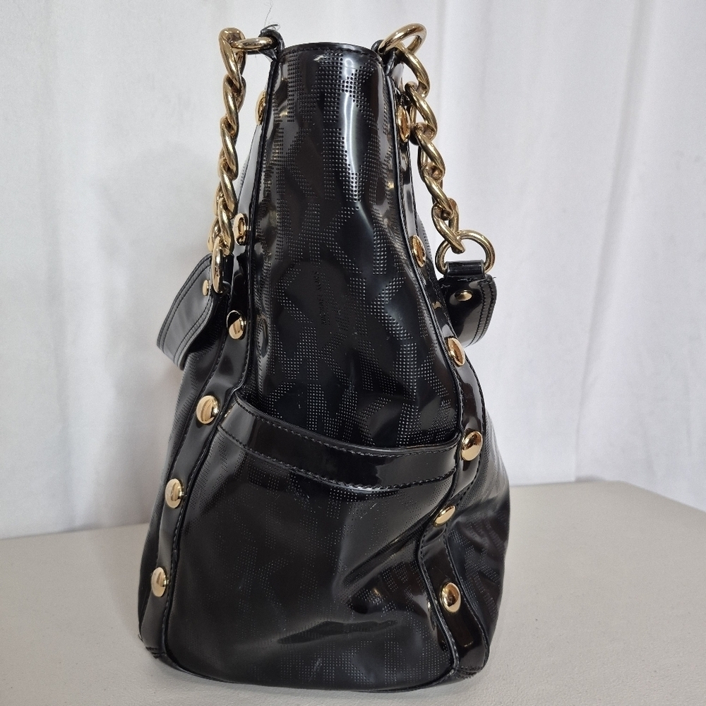 Michael Kors Delancy Studded Logo Mirror Metallic Tote PLUS Wallet - Picture 4 of 16